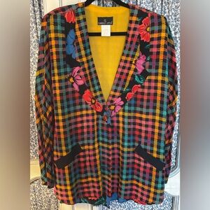 Vintage Carole Little Yellow Blazer with Black Accents